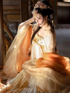 齐王妃汉服女绣花大袖衫吊带齐胸襦裙唐朝公主柯子裙重工连衣裙