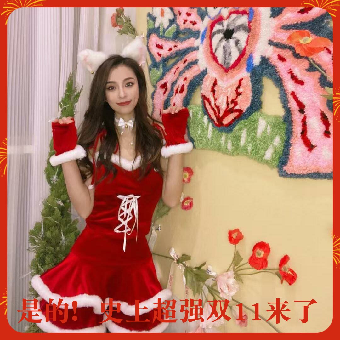 圣诞节成人家居服女红色圣诞装节日派对装扮甜美性感套装主播制服
