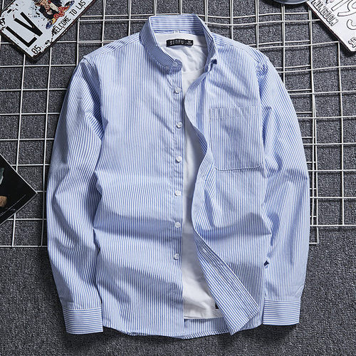 男士长袖休闲牛津纺衬衫