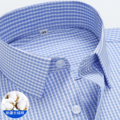 长袖 衬衣爸爸装 衬衫 职业商务正装 男士 条纹格子半袖 中年薄款 短袖 秋