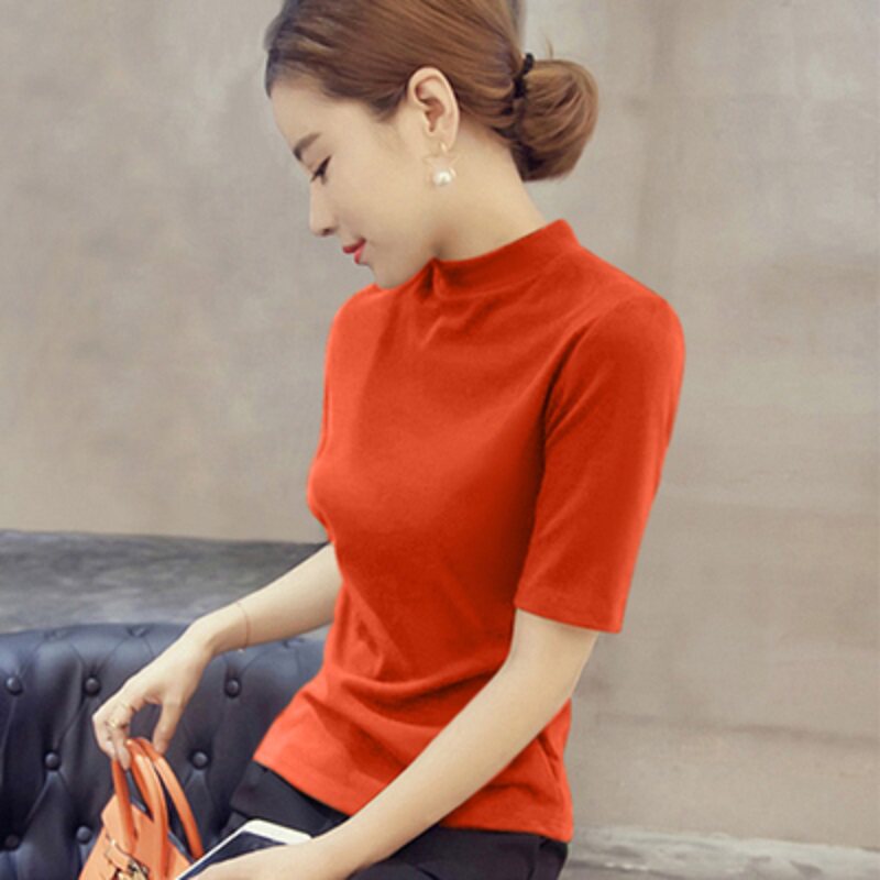 春秋冬季新款修身洋气半高领中袖针织打底衫显瘦五分袖上衣毛衣女,女装/女士精品,毛针织衫,淘宝优惠券,粉丝福利购,淘宝优惠卷