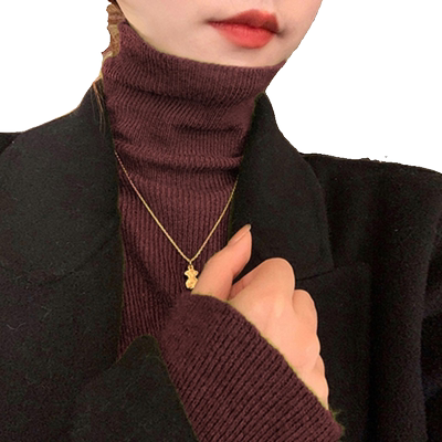 欧艺枚针织堆堆领套头打底衫羊绒