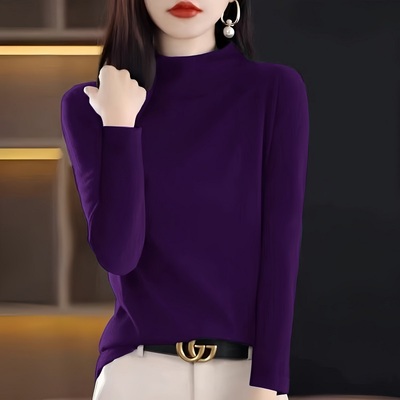 内搭长袖半高领针织衫女