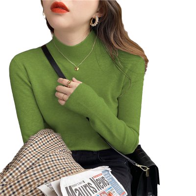欧艺枚针织半高领打底衫长袖毛衣