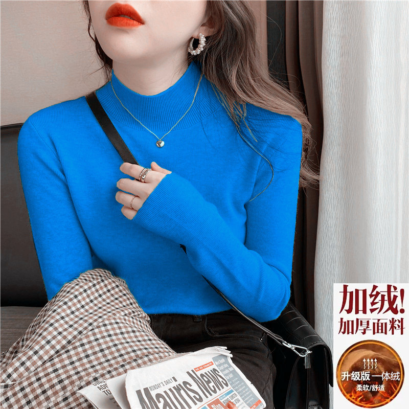 大码针织秋冬长袖一体绒秋冬毛衣女装气质加绒加厚打底衫内搭上衣,女装/女士精品,毛针织衫,淘宝优惠券,粉丝福利购,淘宝优惠卷