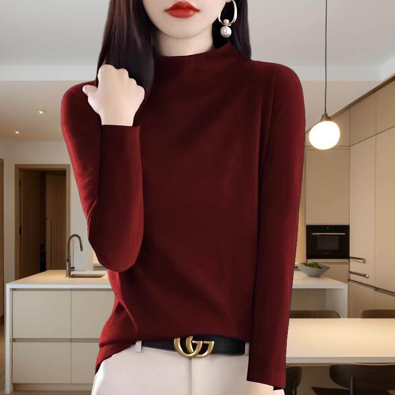 秋冬大码新款半高领长袖内搭针织打底衫女士法式修身慵懒正肩毛衣,女装/女士精品,毛针织衫,淘宝优惠券,粉丝福利购,淘宝优惠卷