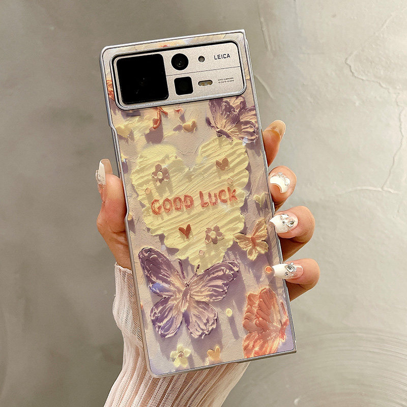 原装正品适用小米MIXFold4手机壳折叠屏保护套银色幸运luck浮雕感蝴蝶油边小米mixfold3高档壳视窗mixfold2全