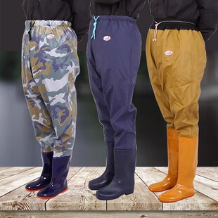 半身雨鞋连体防水裤深筒胶鞋抓捕鱼高腰水裤齐腰下田水鞋插秧