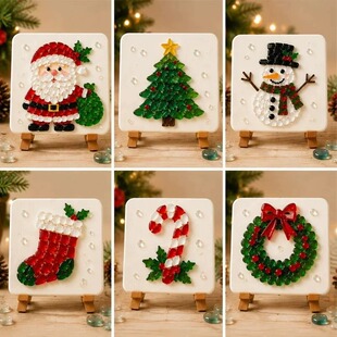 跨境新款Christmas Sea Glass Mosaic DIY Art Kit 海玻璃diy套装