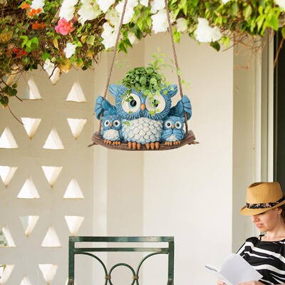 园林景观装饰Owl Hanging Planters猫头鹰悬挂花盆多肉装饰品礼物