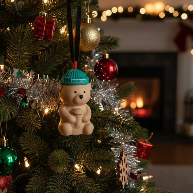 跨境新品Bear clerk keychain 星巴克熊钥匙扣3D打印圣诞树装饰品