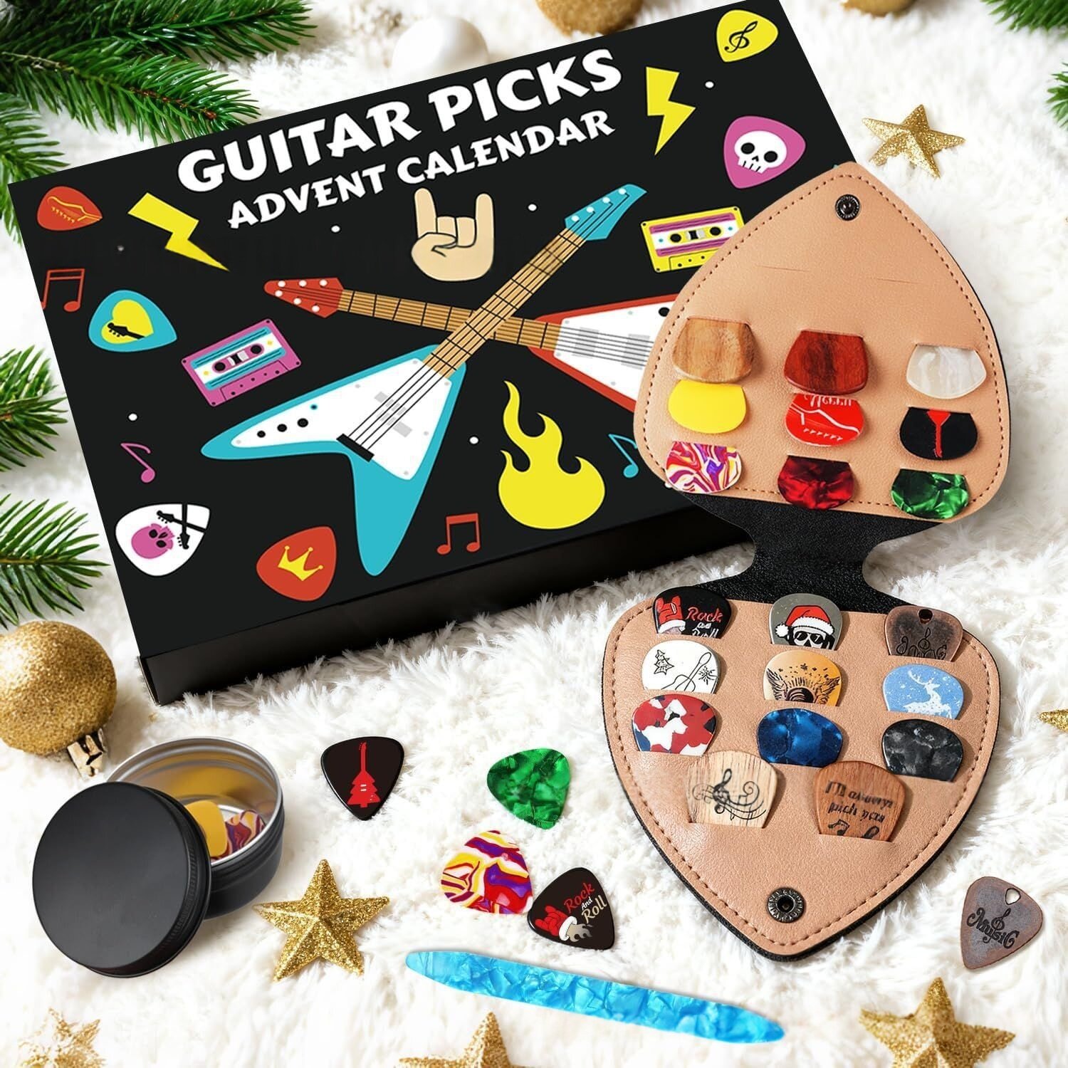 跨境新款 Guitar Picks Advent Calendar 吉他拨片圣诞倒计时盲盒