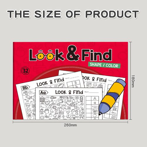 跨境儿童找物品涂色画本趣味专注力训练 look and find运笔训练本