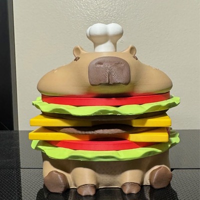 跨境新品 Capy Burger Coaster Set 卡皮巴拉汉堡开瓶器套装家居