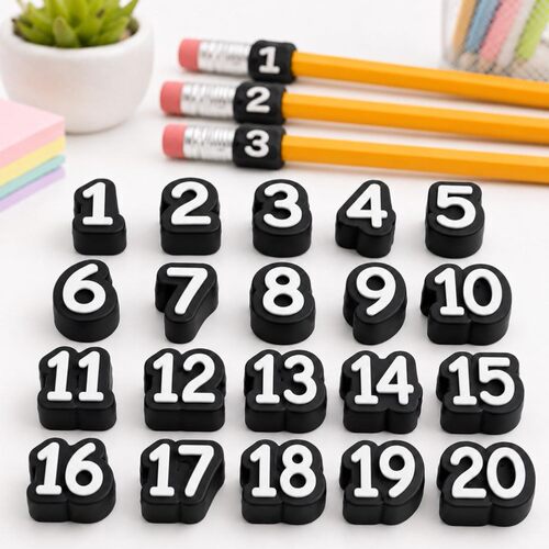 跨境新款30 Pcs Numbered Pencil Toppers 可重复使用编号铅笔盖