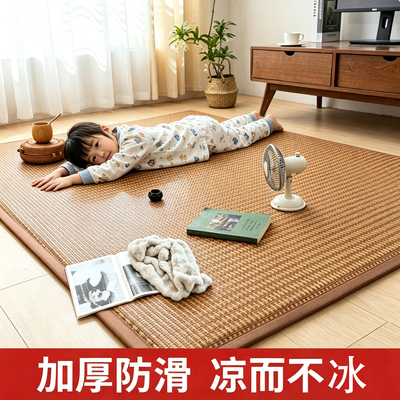 夏季凉席地垫冰藤席榻榻米床垫卧室客厅地毯打地铺防滑午睡垫凉感