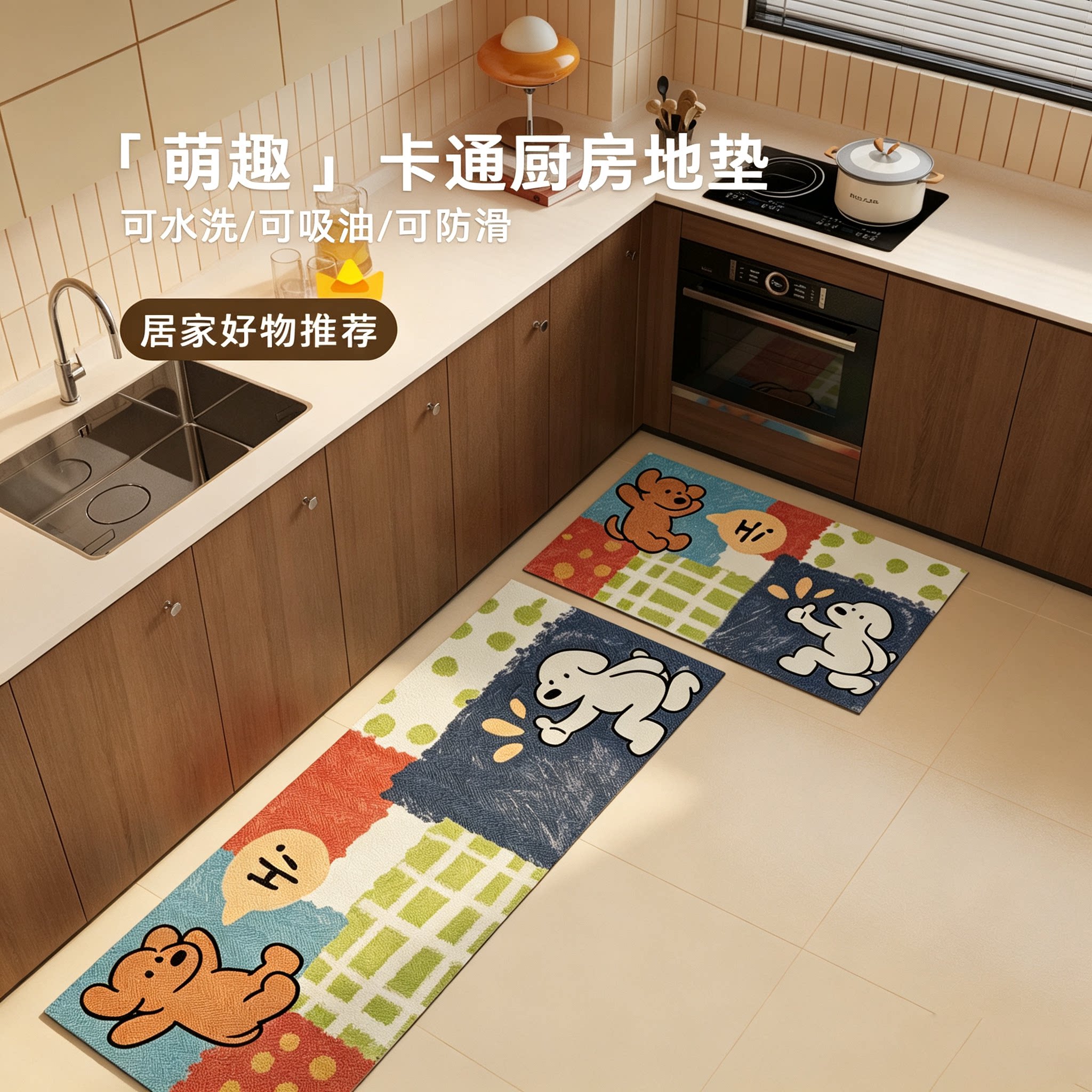 厨房地垫加厚防滑吸水垫耐脏防摔地毯厨房专用脚垫长条垫子易清洗