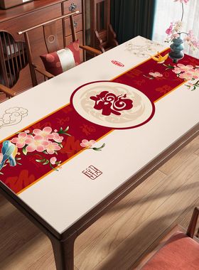新年款茶几桌布防水防油免洗防烫餐桌垫喜庆客厅台布垫子一擦即净