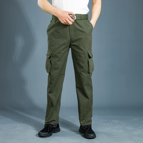 Хлопковые износостойкие осенние штаны для работы, свободный прямой крой, защита от ожогов