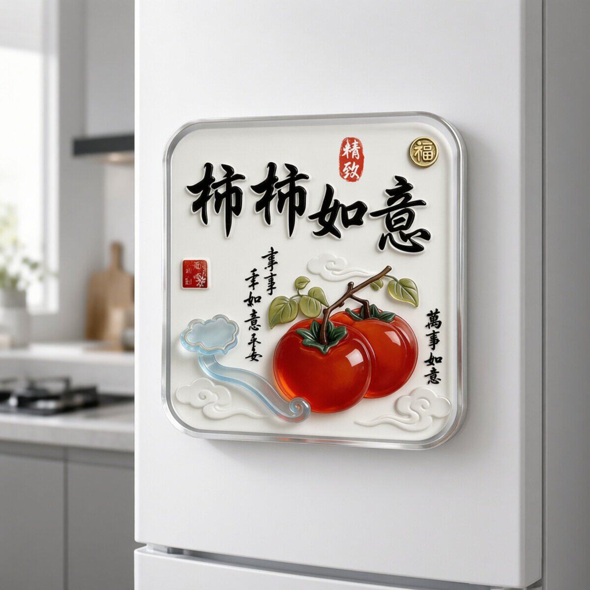 亚克力柿柿如意冰箱贴