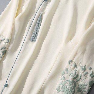 套K装 夏季 旗袍上衣采耳师工作服 茶服女小个子雪纺中国风女装 新品