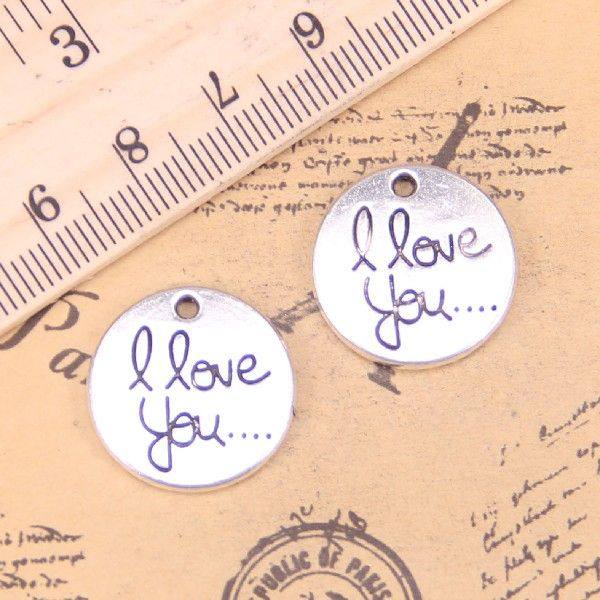 极速26pcs Jewelry Charms circle plates I love you 20mmZ Anti