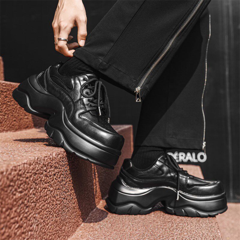 新品休闲百搭g运动潮男鞋巨增高7CM厚底老爹鞋男黑武士通勤大头德