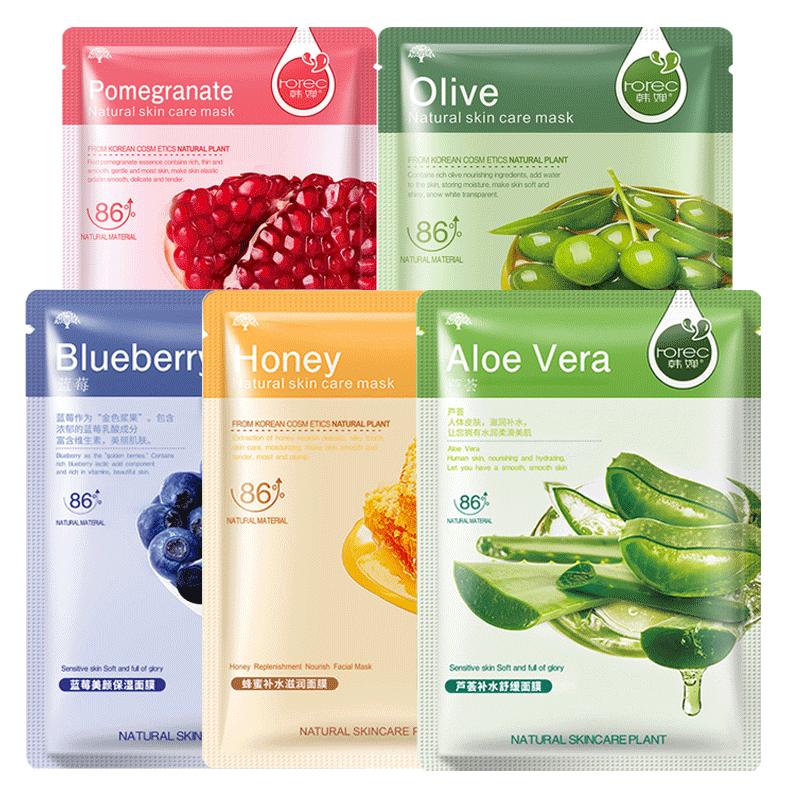 速发10 pcs Skin Care Natural Fruit Plant Facial Mask10片熬夜