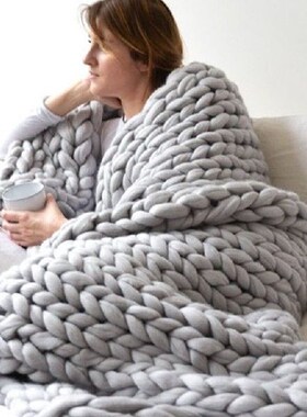 极速Winter Fashion chunky merino wool blanket Thick XSolid C