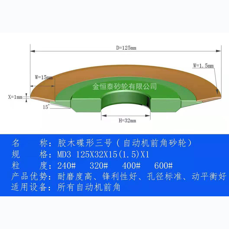 新品泰砂a轮供应 胶木碟三 125X32X15(1.5)NX1 磨锯片前角定制