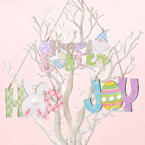 新品Happy Easter Bunny Rabbit Wood Slices ERaster Hanging