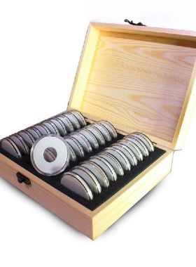 极速Freeship 30j Grid Commemorative Coin Collection Wooden B