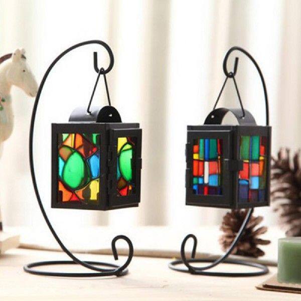 极速Metal Stand Candlestick Colorful HaKnging Candle Holder