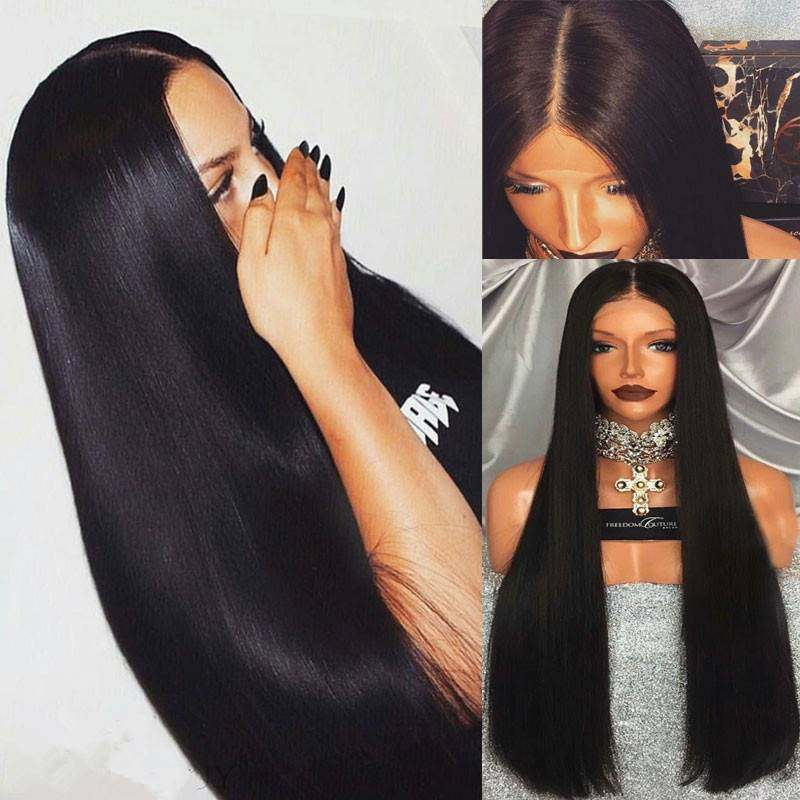 速发mid-section long wig black long hair ladoy 100cm african