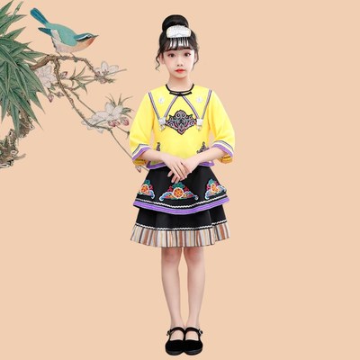 极速新款a儿童56个名族演出服幼儿少数民族德昂族男女童合唱舞蹈