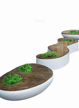 极速定制商场户外创意玻璃钢休闲椅D花盆组合公园广场景观树池座