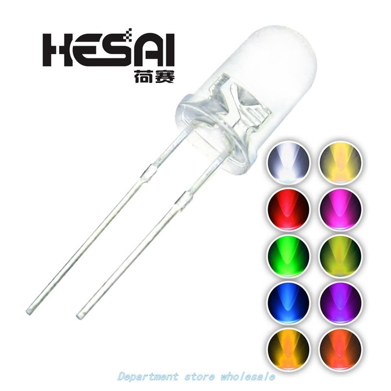 极速100pCs/lot F5 10 ColoRvs 5MM Round GReen/YelloW/Blue/Whi