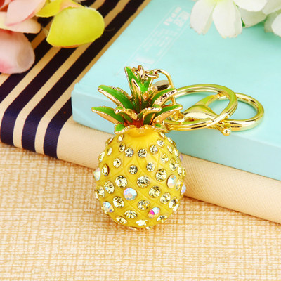 极速精致水钻小菠萝汽车钥匙扣女可爱创意 Oins包挂件钥匙链圈