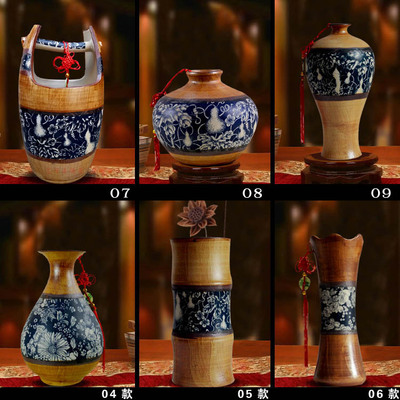 极速粗土陶罐花瓶复古手提陶瓷水桶手工泥胎粗烧釉彩Y花器水培花