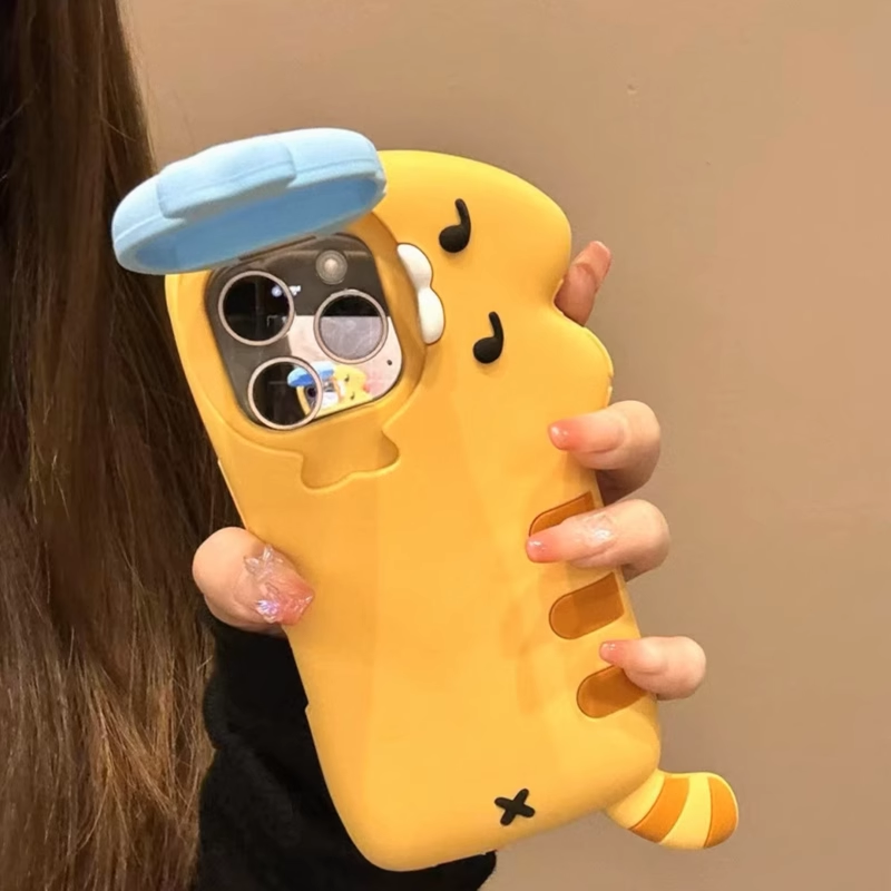 韩风立体小猫吃鱼软硅胶套手机壳