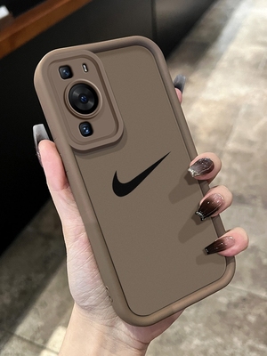 ins硅胶棕色手机壳简约黑勾