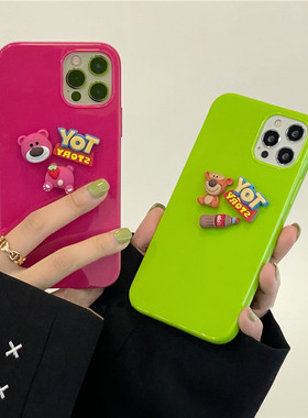 reno6可爱立体草莓熊适用oppoReno5k手机壳reno5pro情侣r17女款a72硅胶4se/3绿色a11全包软壳a93防摔a92s潮k9