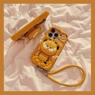 韩风ins卡通立体加菲猫支架适用小米17promax手机壳小米17pro新款可爱硅胶软壳mi17ProMax全包防摔男女款网红