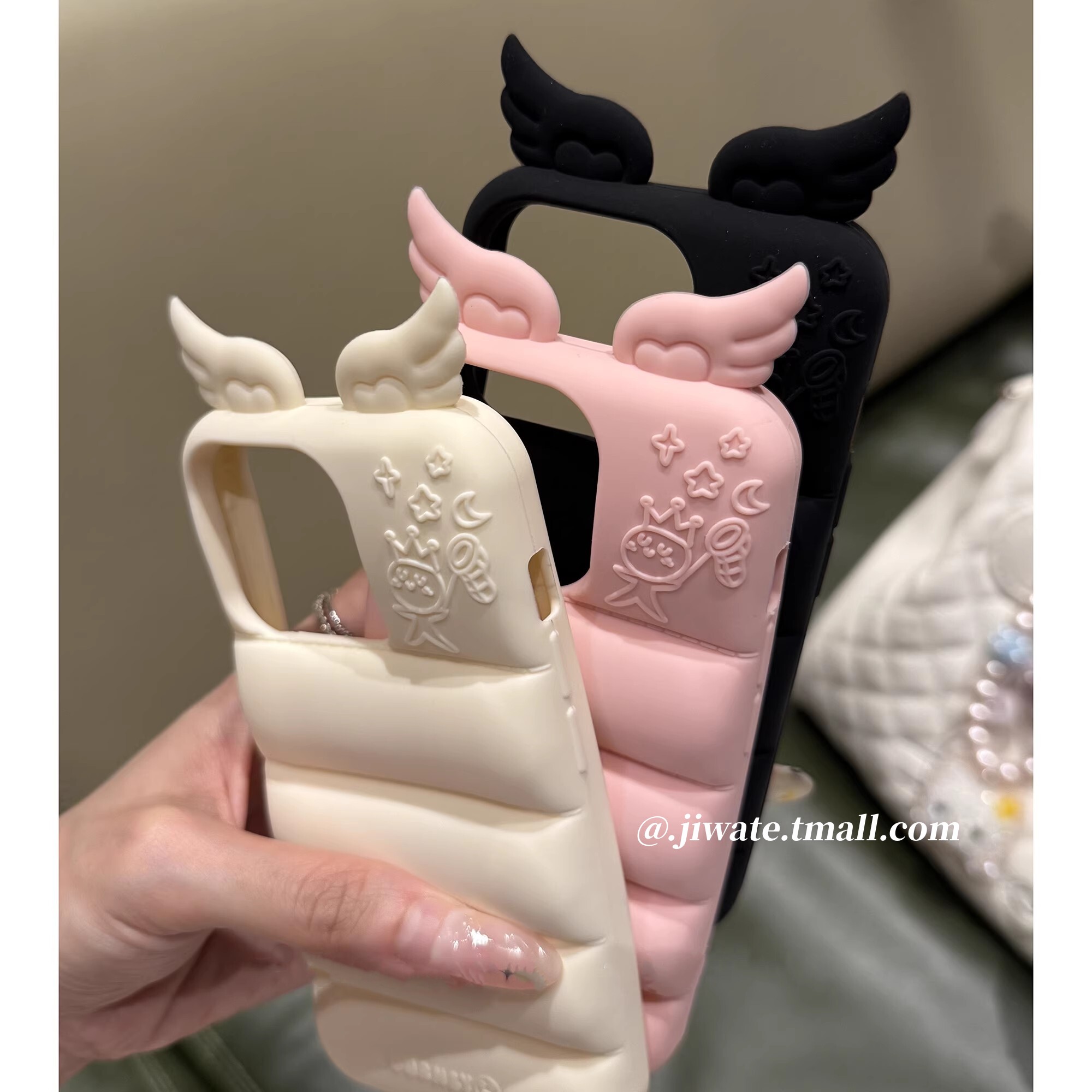 卡通立体天使之翼适用苹果16promax手机壳iPhone17硅胶软壳15可爱翅膀14全包13pro防摔15pro个性12promax女款