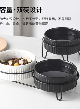 猫碗狗碗陶瓷黑色水碗黑碗猫咪狗盆狗狗食盆水盆宠物喝水防打翻猫