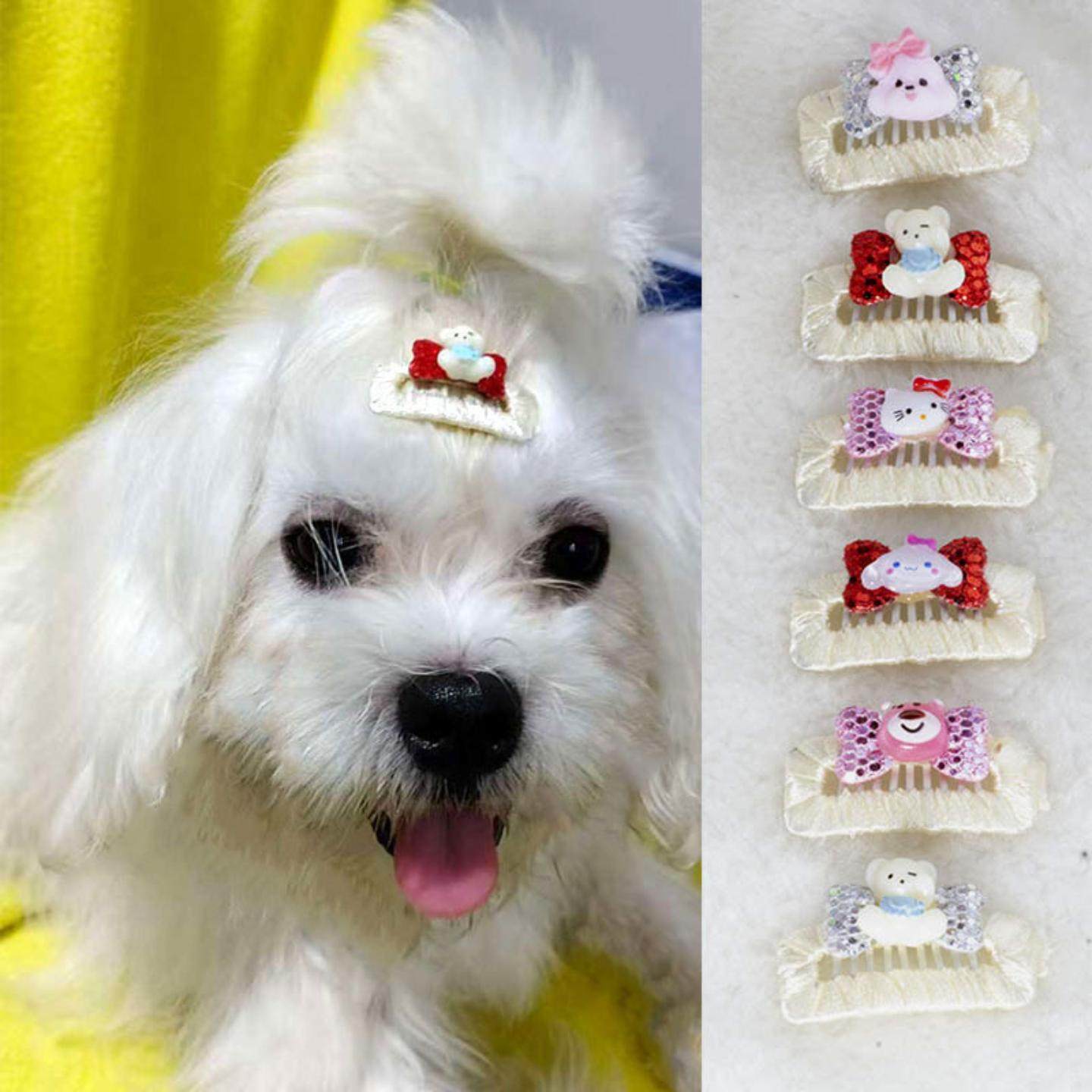 卡通蝴蝶结花朵小狗狗发夹约克夏宠物比熊发卡3.2厘米碎发夹头饰,模玩/动漫/周边/娃圈三坑/桌游,棉花娃娃场景道具娃屋,淘宝优惠券,粉丝福利购,淘宝优惠卷