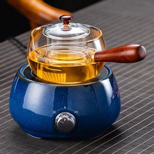 侧把煮茶器玻璃泡茶壶耐高温加厚小青柑专用黑晶炉茶具套组家用