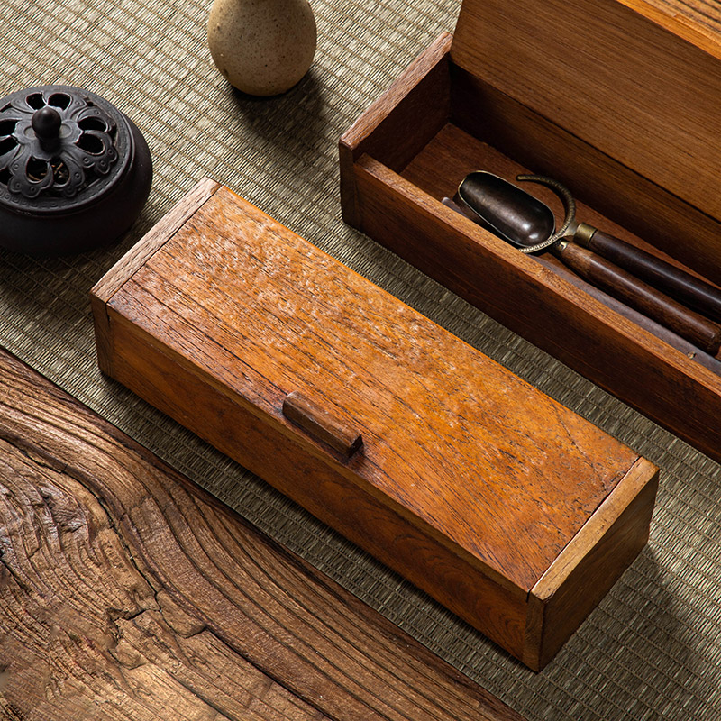 泰国工艺品茶具刀l叉收纳盒餐厅实木筷子盒长方形带盖东南亚首饰
