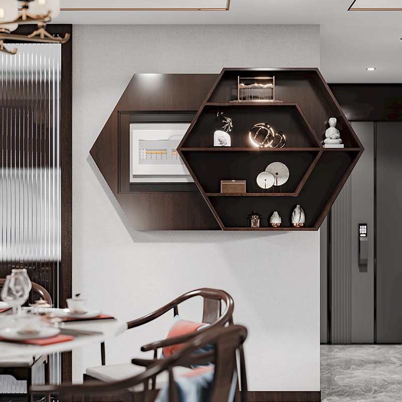 新中式实木电表箱装饰画多功能客D厅壁饰收纳盒配电箱遮挡置物架