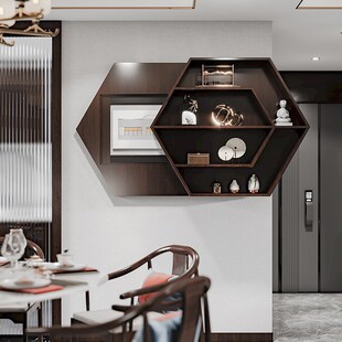 新中式实木电表箱装饰画多功能客D厅壁饰收纳盒配电箱遮挡置物架